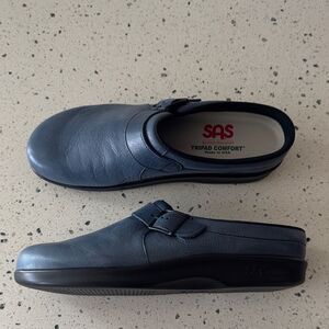 SAS TRIPAD COMFORT Blue Leather Slip-On Clogs Mules Made in USA Women Size 9.5M